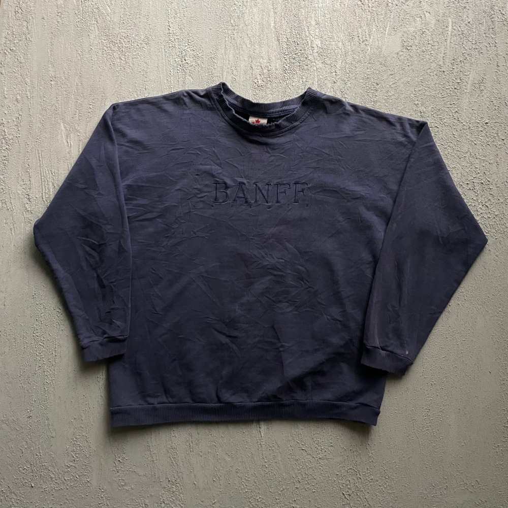 Vintage Banff Canada Sweatshirt Mens XL Navy Blue 90s King Fashion
